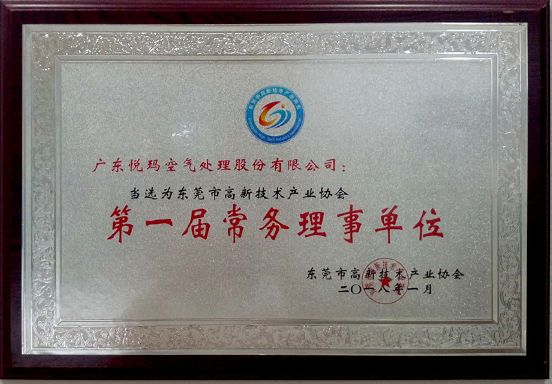 東莞高新技術(shù)企業(yè)協(xié)會第一屆常務(wù)理事單位證書